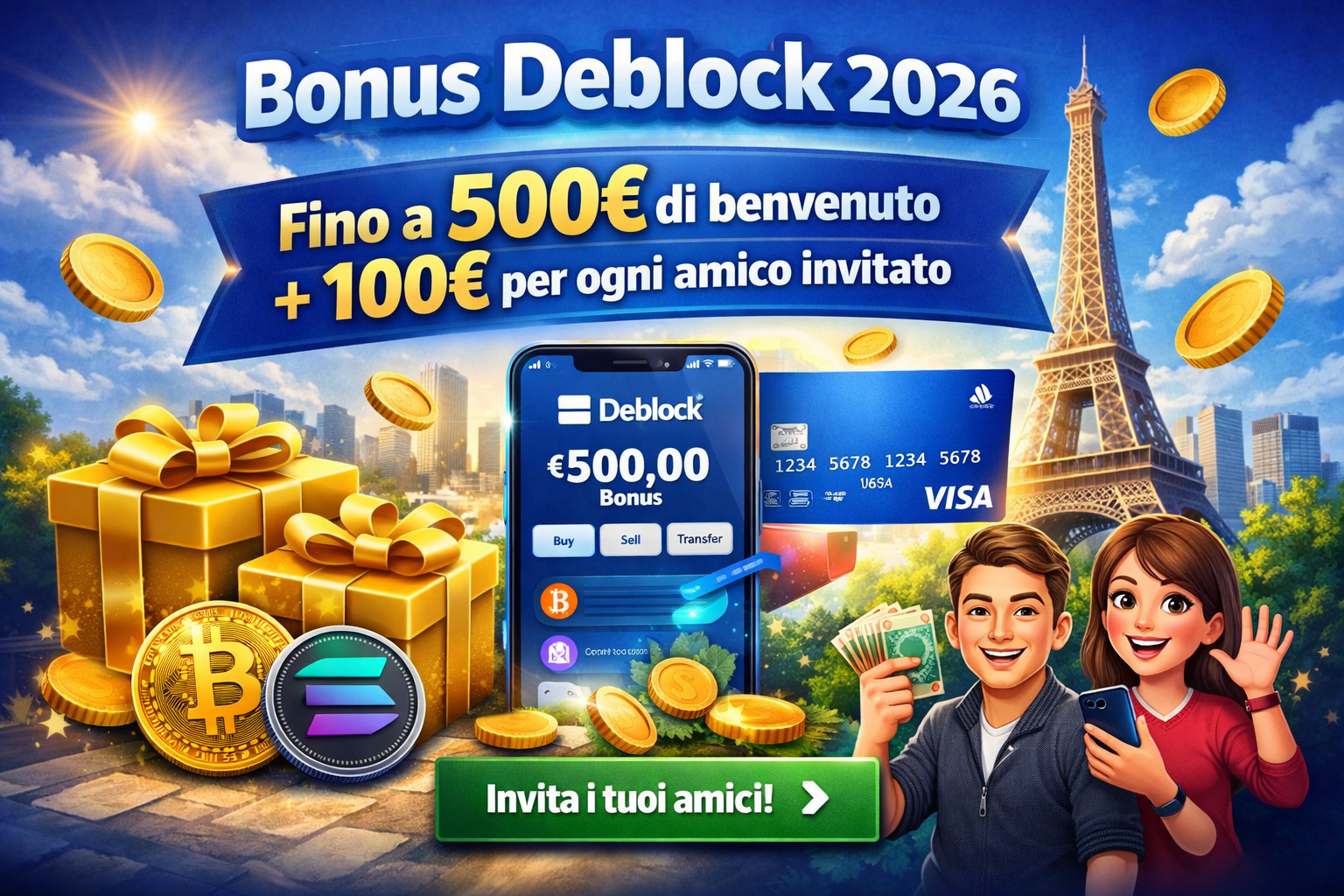 Bonus Deblock 2026 fino a 500 euro crypto conto iban