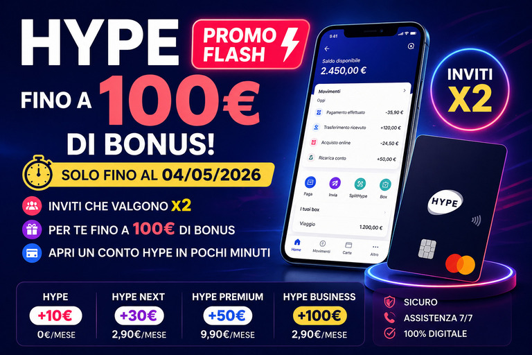 Bonus HYPE 100€ 2026: Promo Flash HYPE Club (Terminata)