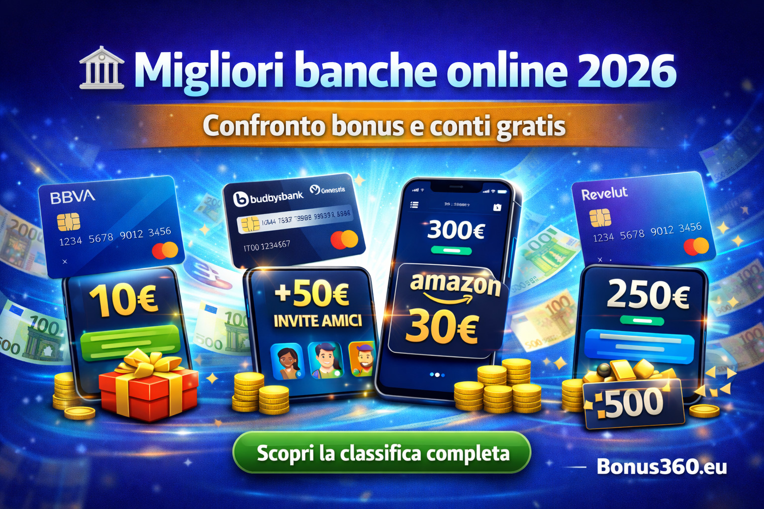 🏦 Migliori banche online 2026: confronto bonus e conti gratis