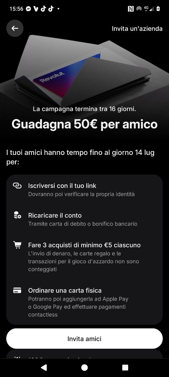 Campagna Revolut termina il 14 luglio 2026 guadagna 50 euro per amico