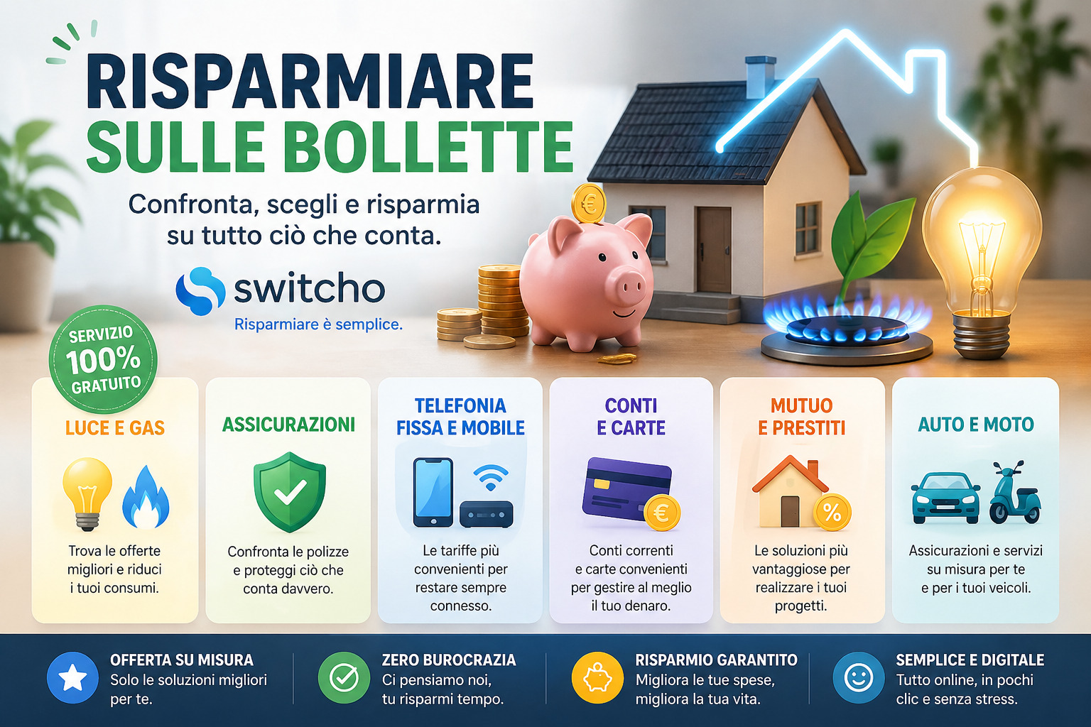 Switcho 2026: risparmia su luce, gas, internet e bollette